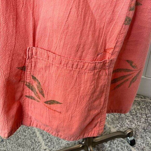 Color Me Cotton CMC Womens Size Small Mini Dress Orange Floral Short Sleeves - Picture 4 of 12